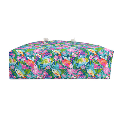 Tropical Fish Weekender Bag – Colorful Koi & Floral Beach Tote