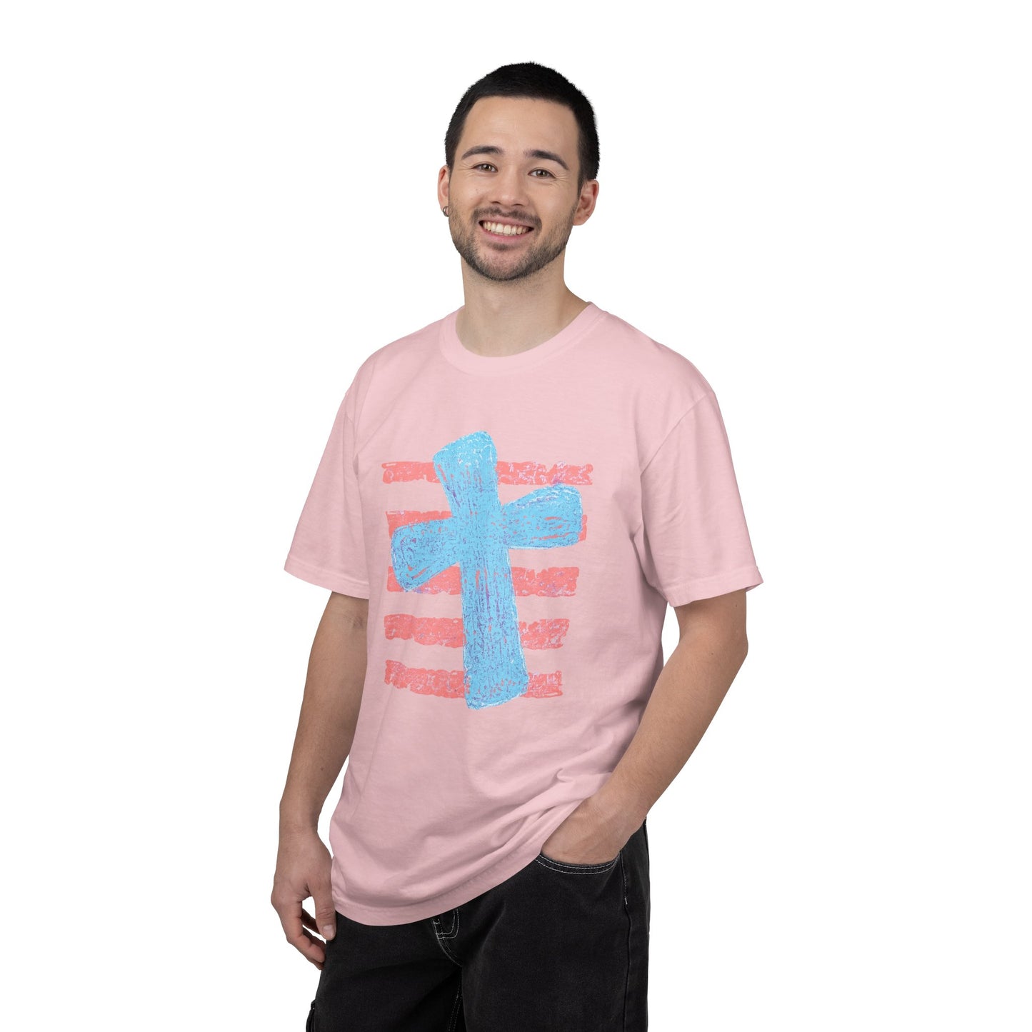 Cross & Stripes T-Shirt — Retro Coastal Church Graphic Tee