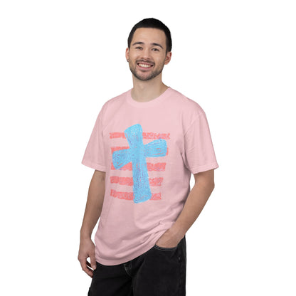 Cross & Stripes T-Shirt — Retro Coastal Church Graphic Tee