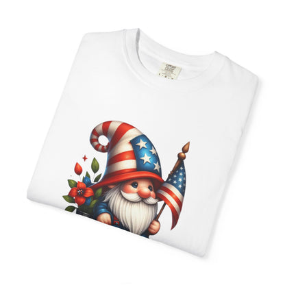 Patriotic Gnome T-Shirt – American Flag Fourth of July Garden Gnome Tee