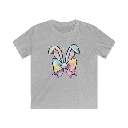 Kids Tee — Pastel Bunny Ears & Rainbow Bow Easter Shirt