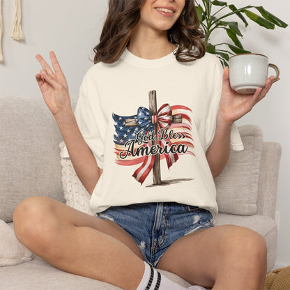 God Bless America Flag & Cross T-Shirt