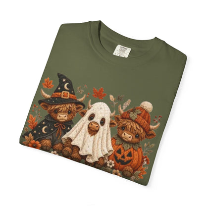 Halloween Highland Cows & Ghost T-shirt