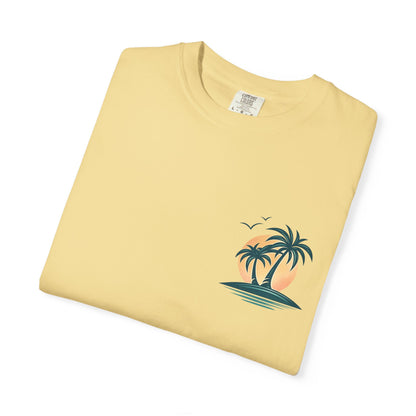 Palm Island Sunset T-Shirt — Tropical Beach Graphic Tee