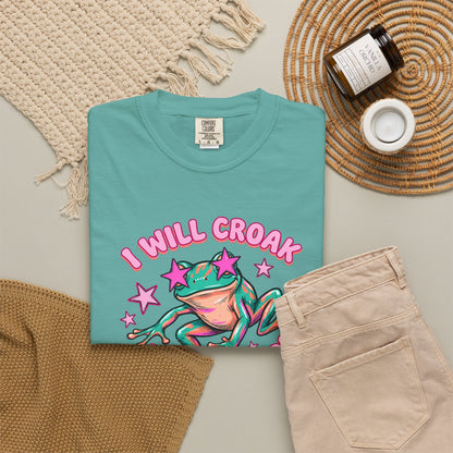 I Will Croak Before Care T-Shirt — Cute Froggy Graphic Tee