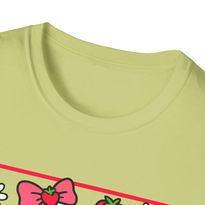 Cute Goose on Scooter T‑Shirt — Strawberry & Bow Graphic Tee