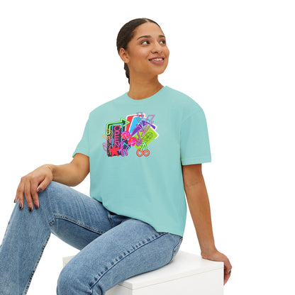 Retro Neon Makeup Graphic Tee — Women's Boxy Tee