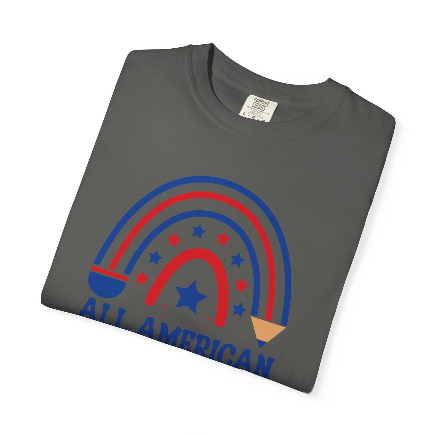 All American Teacher T-Shirt — Patriotic Rainbow Teacher Top