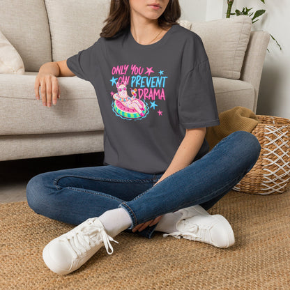 Only You Can Prevent Drama T-Shirt — Cute Llama Pool Float Graphic Tee