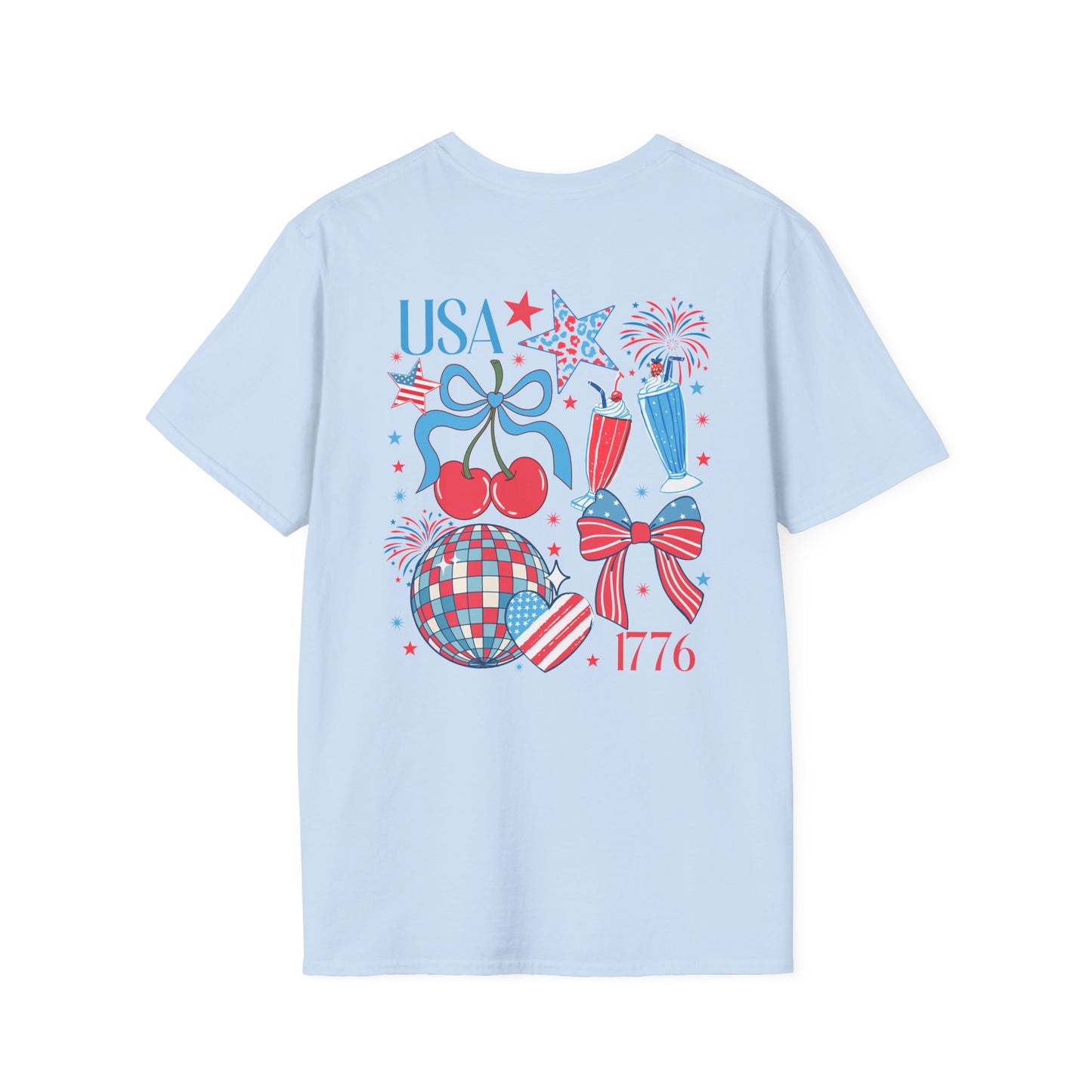 Patriotic Cherry T-Shirt — USA 1776 Fourth of July Graphic Tee