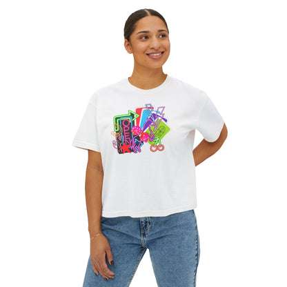 Retro Neon Makeup Graphic Tee — Women's Boxy Tee