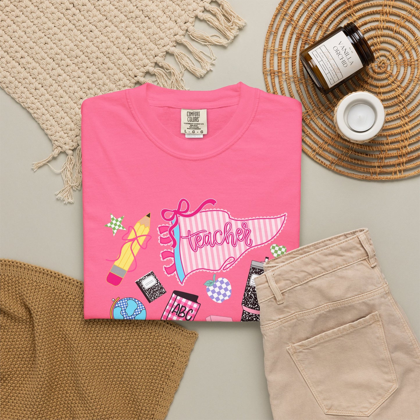 Teacher Essentials T-Shirt — Fun School Supplies Graphic