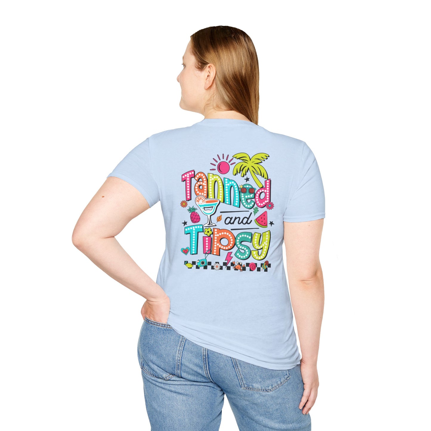 T-Shirt — "Tanned and Tipsy" Tropical Cocktail Graphic Tee