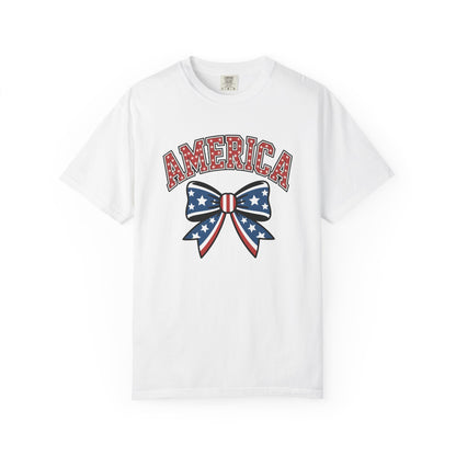 America Patriotic Bow T-Shirt — Stars & Stripes Fourth of July Tee