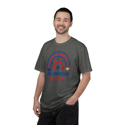 All American Teacher T-Shirt — Patriotic Rainbow Teacher Top