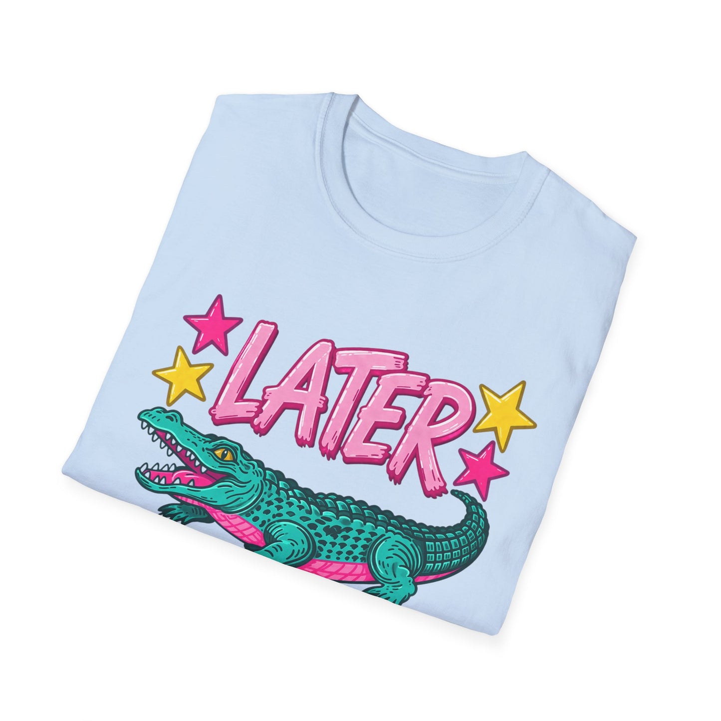 Later Alligator T‑Shirt — Retro Cartoon Gator "Later/After A While" Graphic Tee