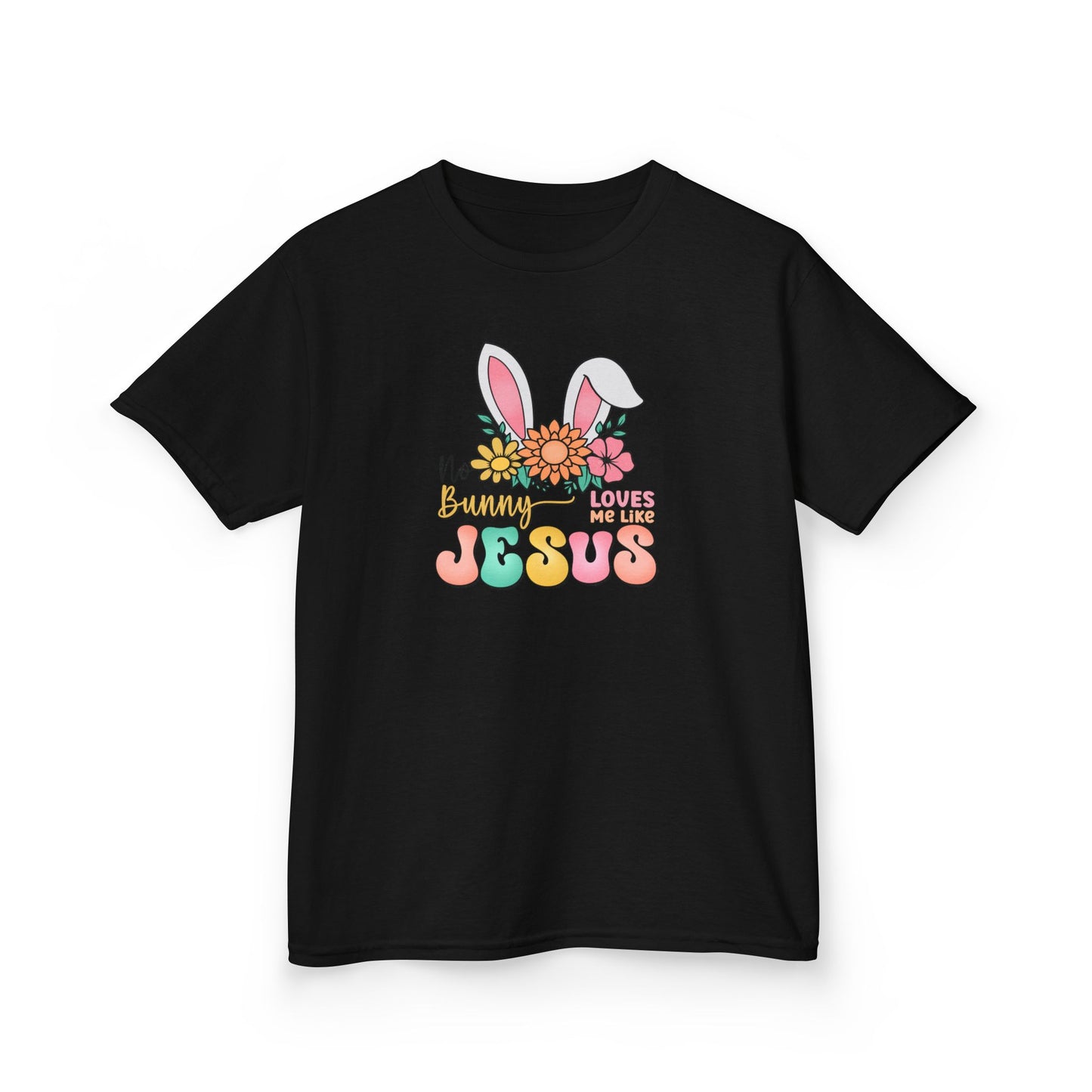 Kids Tee — "Hippie Bunny Jesus" Pastel Easter Graphic