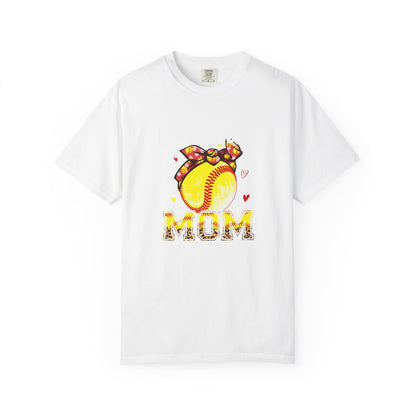 Softball Mom T‑Shirt — 'MOM' with Softball Bandana Graphic