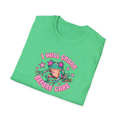 Funny Frog T-Shirt — "I Will Croak Before I Care" Cute Retro Frog Graphic Tee