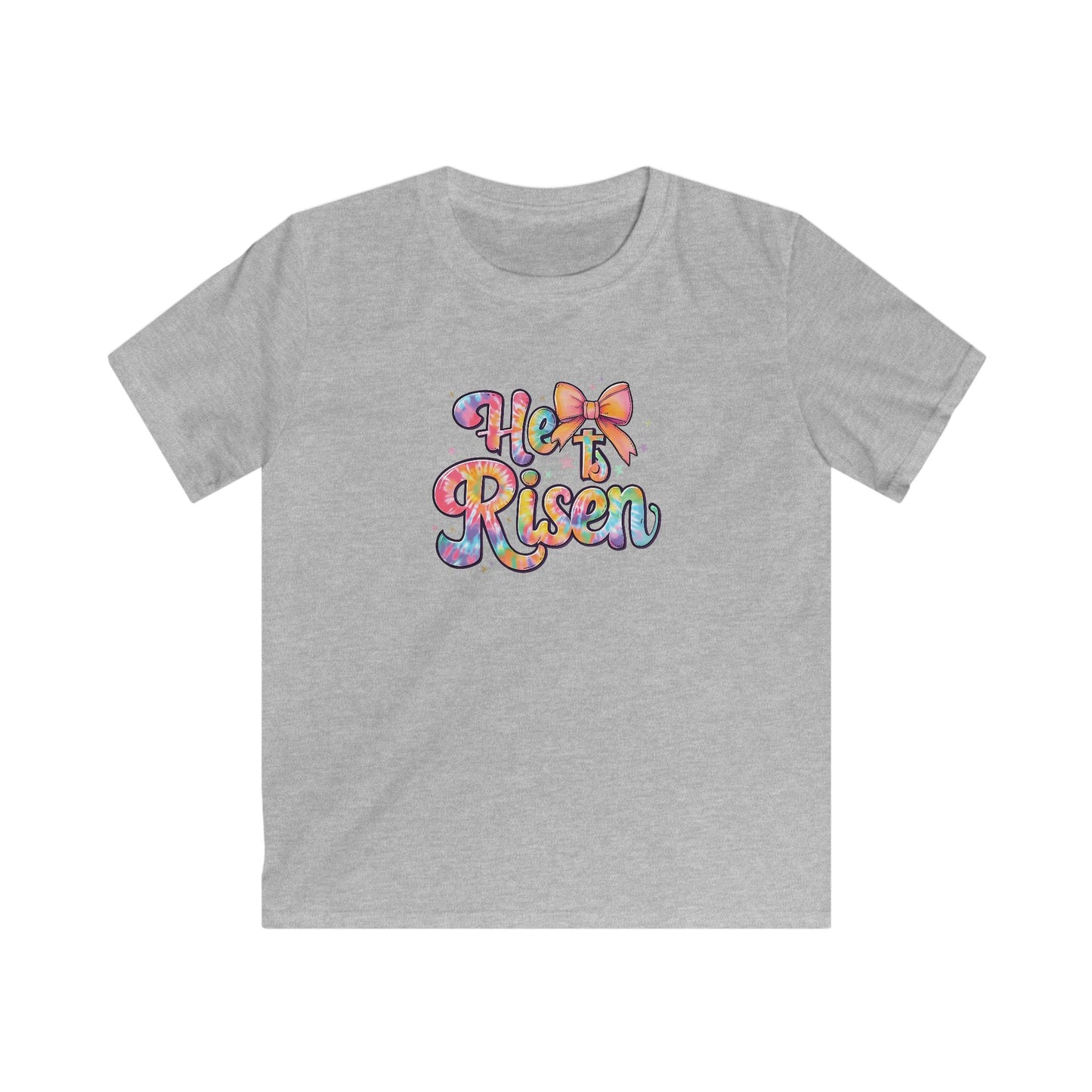 Kids Tee — 'He Is Risen' Colorful Easter Cross Design
