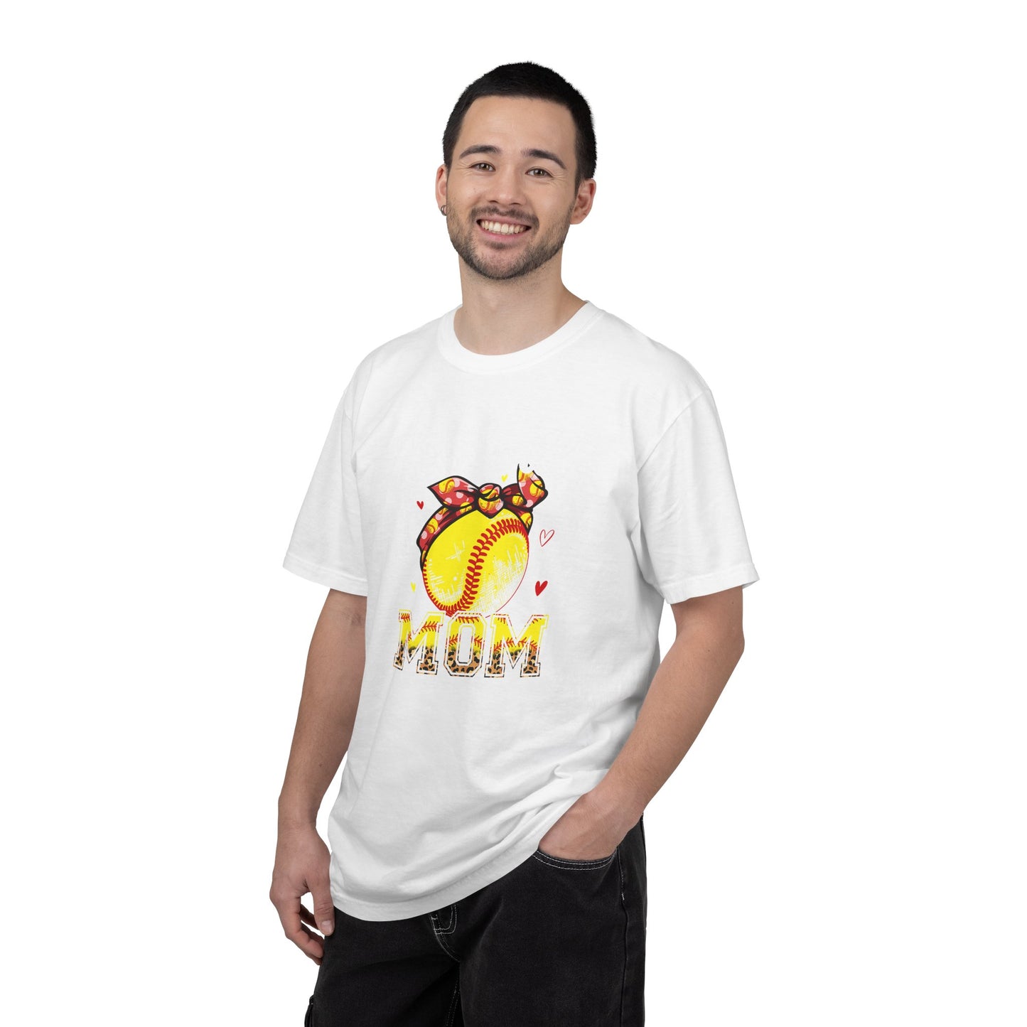 Softball Mom T‑Shirt — 'MOM' with Softball Bandana Graphic