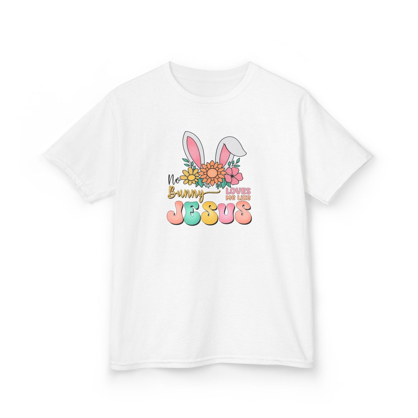 Kids Tee — "Hippie Bunny Jesus" Pastel Easter Graphic