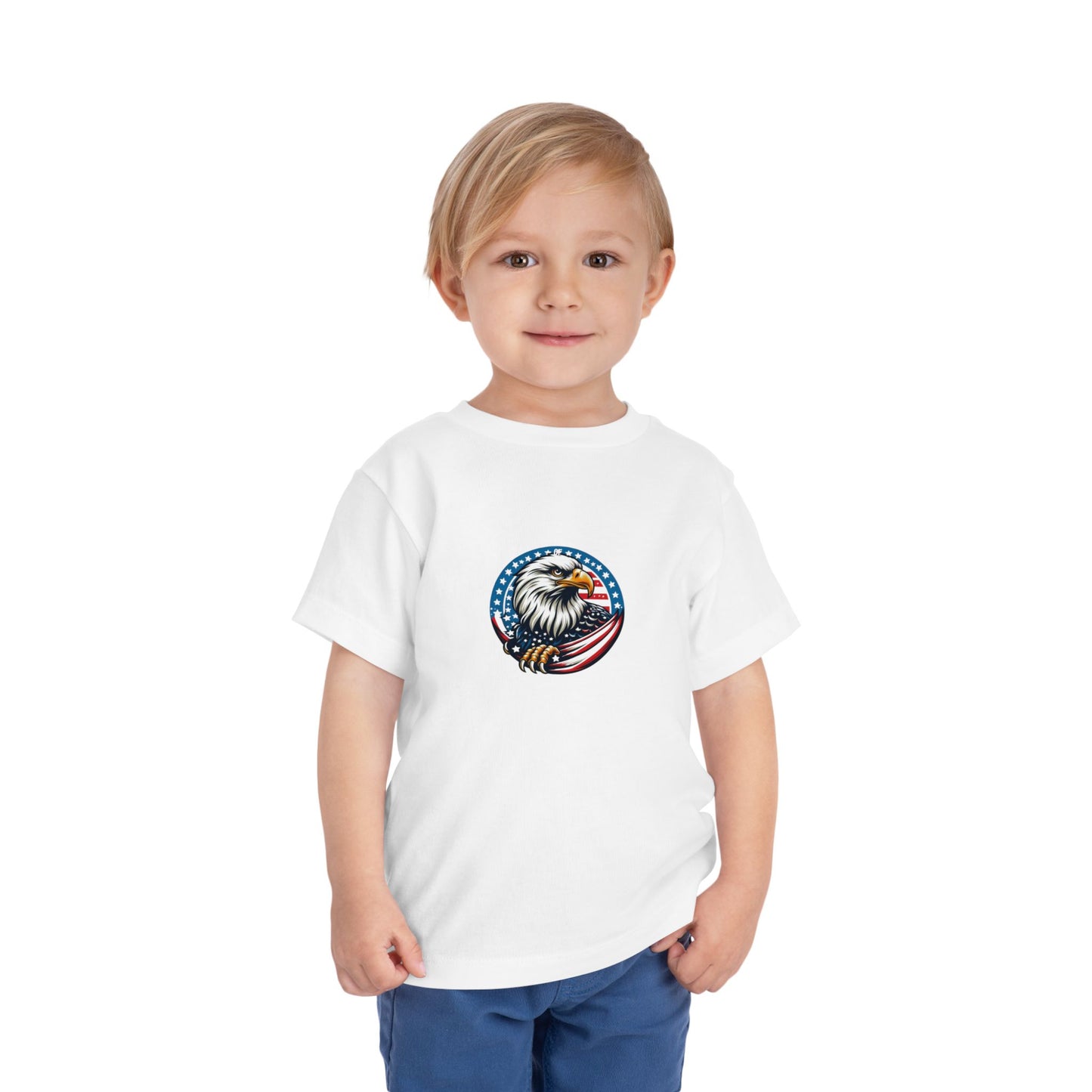 Toddler Tee — Patriotic Bald Eagle USA Flag Graphic