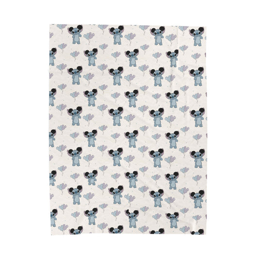 Velveteen Plush Blanket — Cozy Baby Koala Patterned Throw for Nursery & Kids