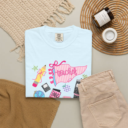 Teacher Essentials T-Shirt — Fun School Supplies Graphic