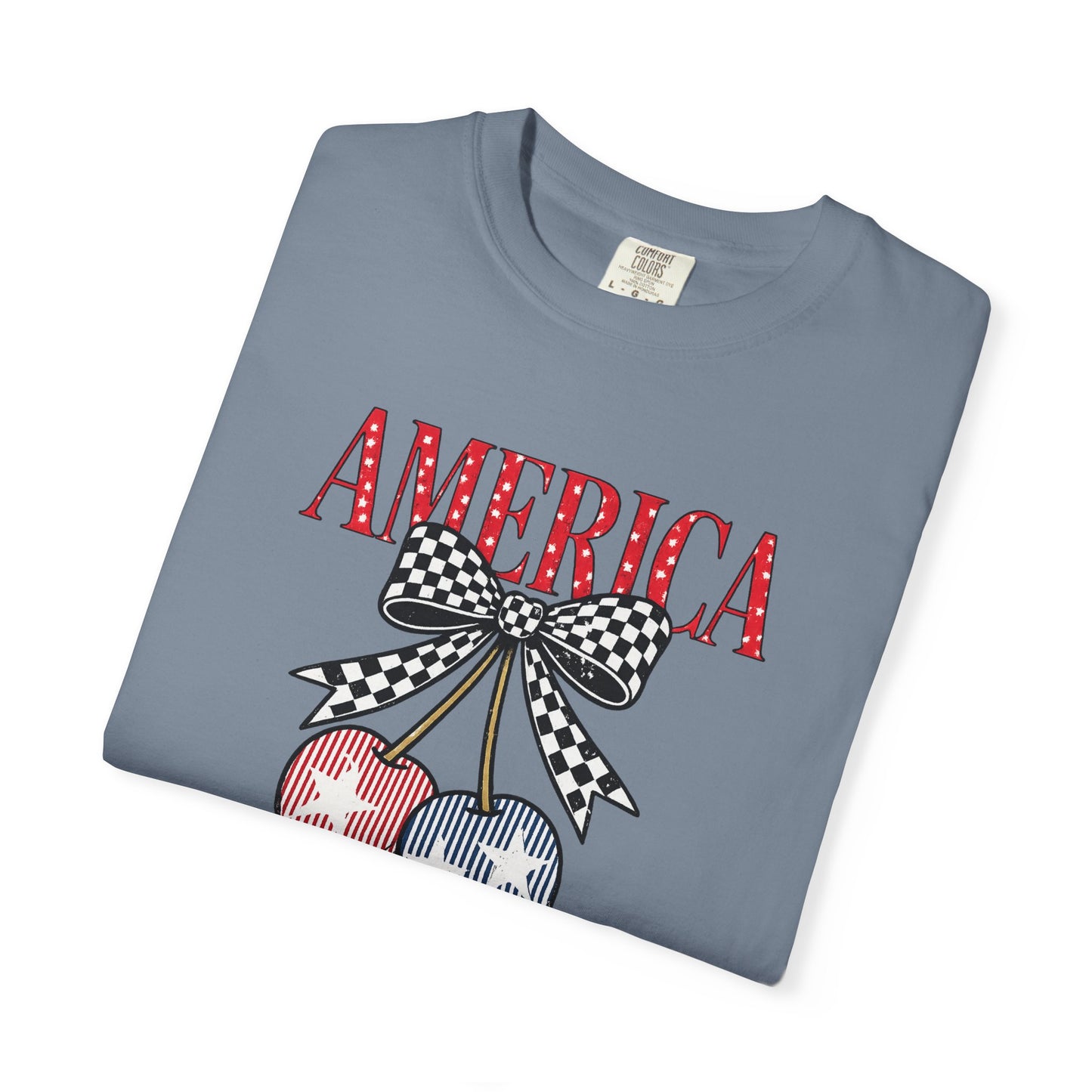America Cherry Graphic T-Shirt — Patriotic 4th of July Tee