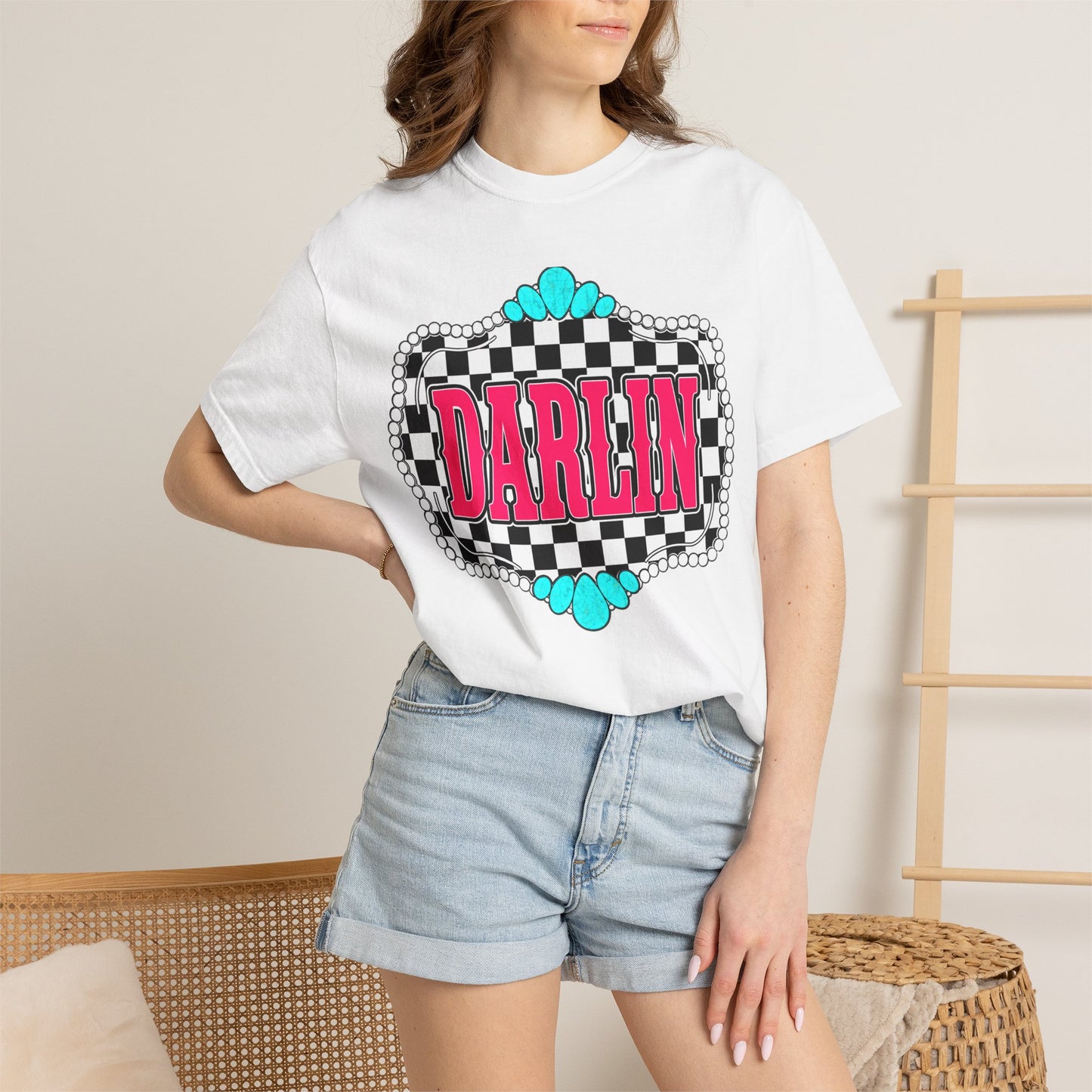Darlin' Checkerboard Graphic T-Shirt