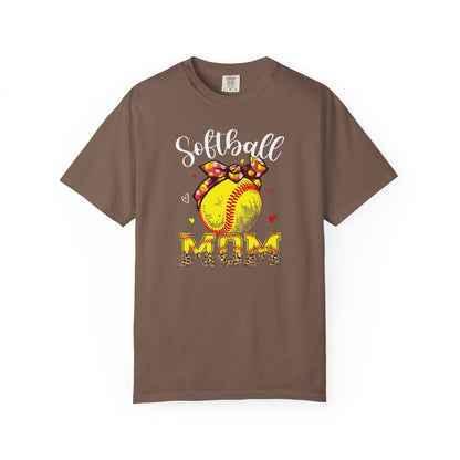 Softball Mom T‑Shirt — 'MOM' with Softball Bandana Graphic