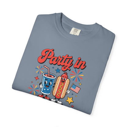 Party in the USA T-Shirt — 4th of July Hot Dog & Soda Graphic Tee