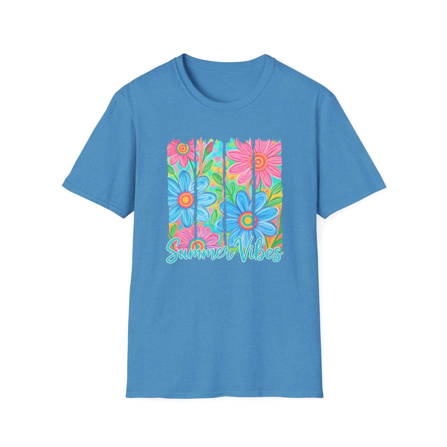 Summer vibes floral tee- Gildan softstyle