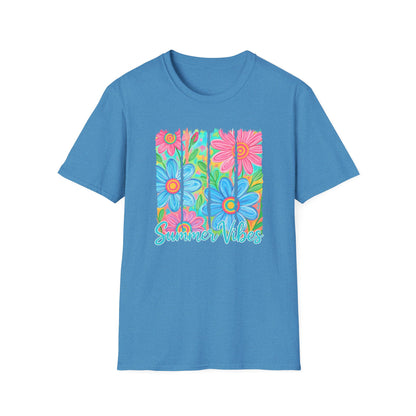 Summer vibes floral tee- Gildan softstyle
