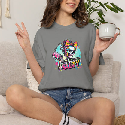 Salty Skull Graphic T-Shirt — Retro Neon Kawaii Skull Tee