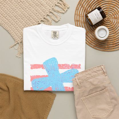 Cross & Stripes T-Shirt — Retro Coastal Church Graphic Tee