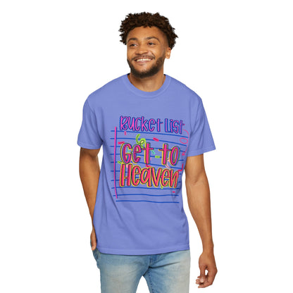 Get to Heaven T-Shirt — "Bucket List" Colorful Notebook Graphic
