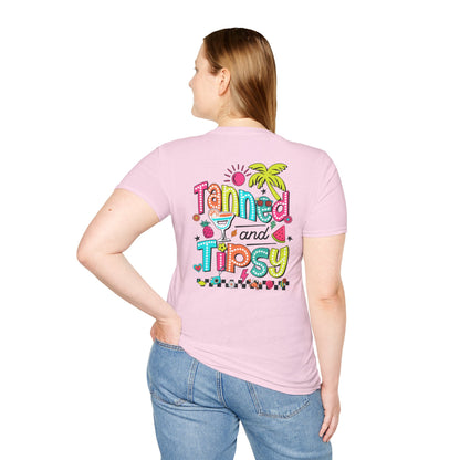T-Shirt — "Tanned and Tipsy" Tropical Cocktail Graphic Tee