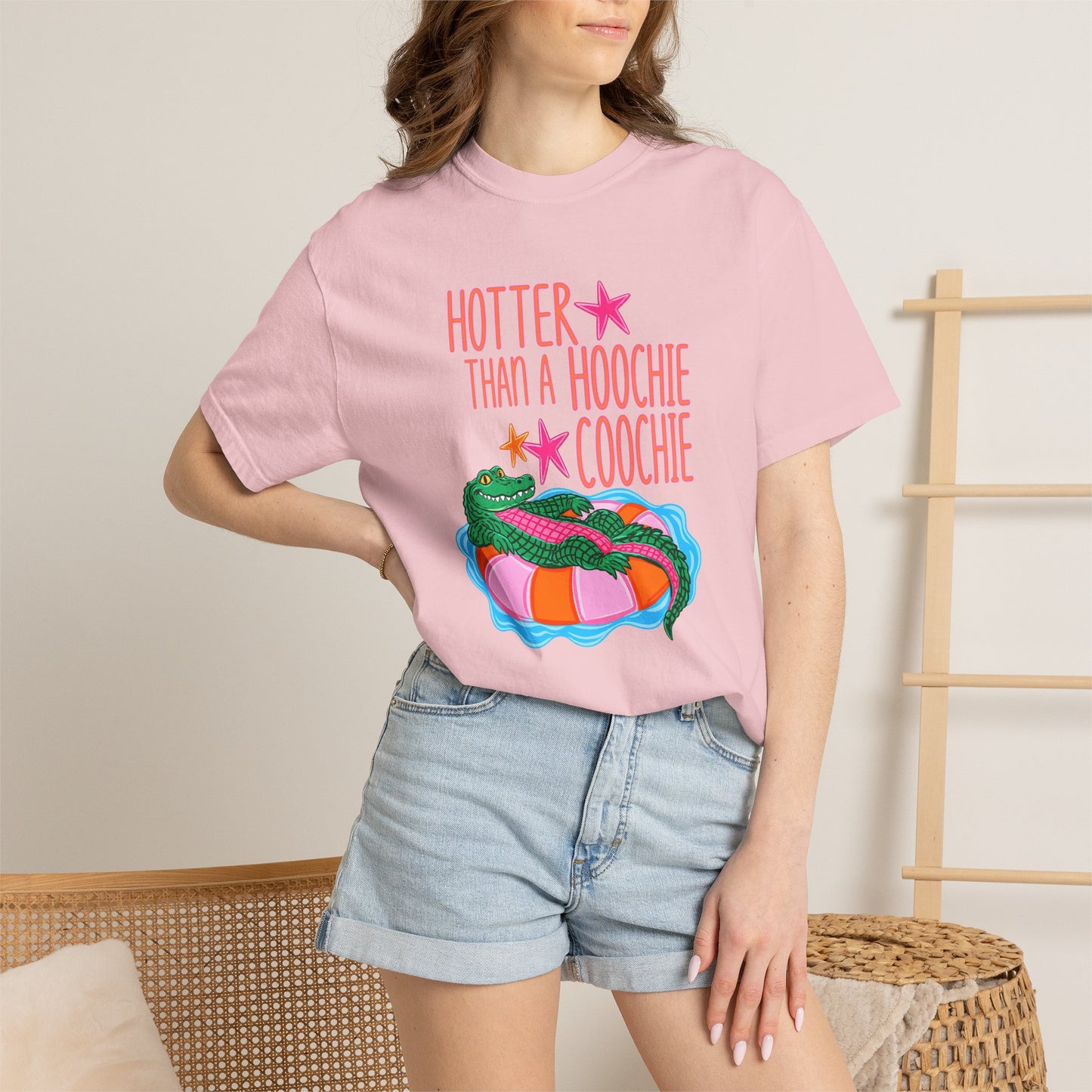 T-Shirt — "Hotter Than a Hoochie Coochie" Gator Pool Graphic Tee