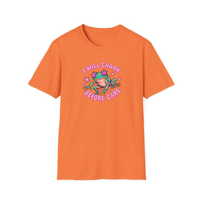 Funny Frog T-Shirt — "I Will Croak Before I Care" Cute Retro Frog Graphic Tee