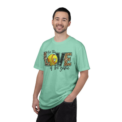 Love of the Game Softball T-Shirt — Leopard Print Tennis Ball Design