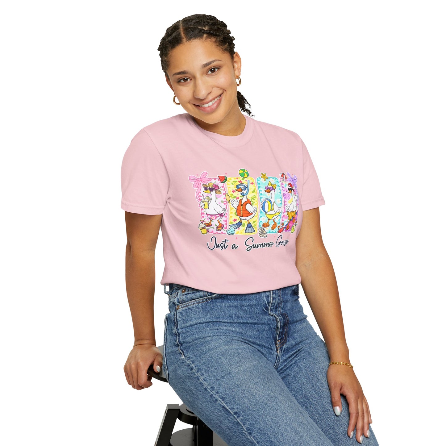 Summer Goose T‑Shirt — "Just a Summer Goose" Cute Beach Cartoon Tee