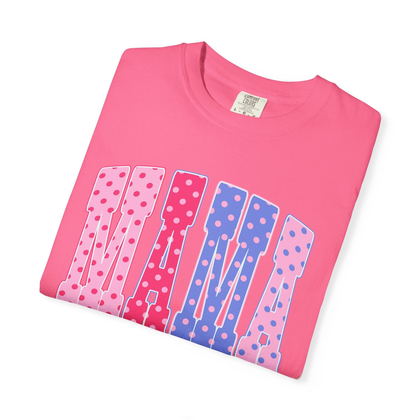 Mama Polka Dot Graphic T-Shirt — Pink & Purple Retro Mother's Day Tee