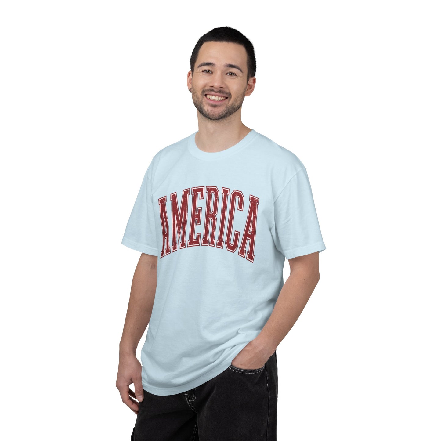 America Graphic T‑Shirt — Vintage Collegiate Patriotic Tee