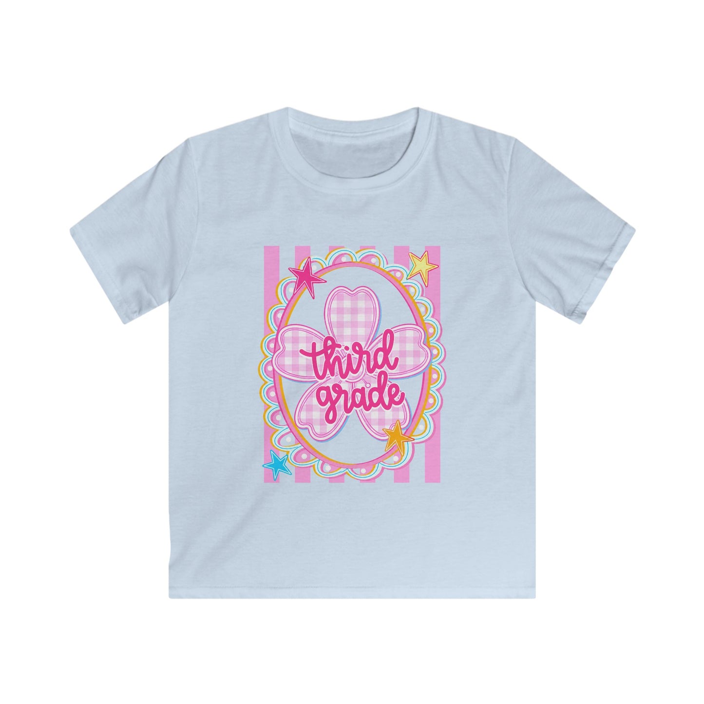Third Grade Kids Tee — Pink Heart Back-to-School Shirt