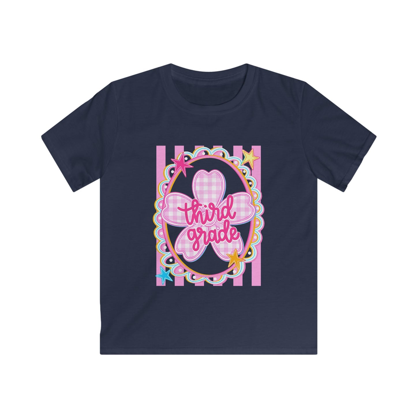 Third Grade Kids Tee — Pink Heart Back-to-School Shirt