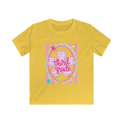 Third Grade Kids Tee — Pink Heart Back-to-School Shirt