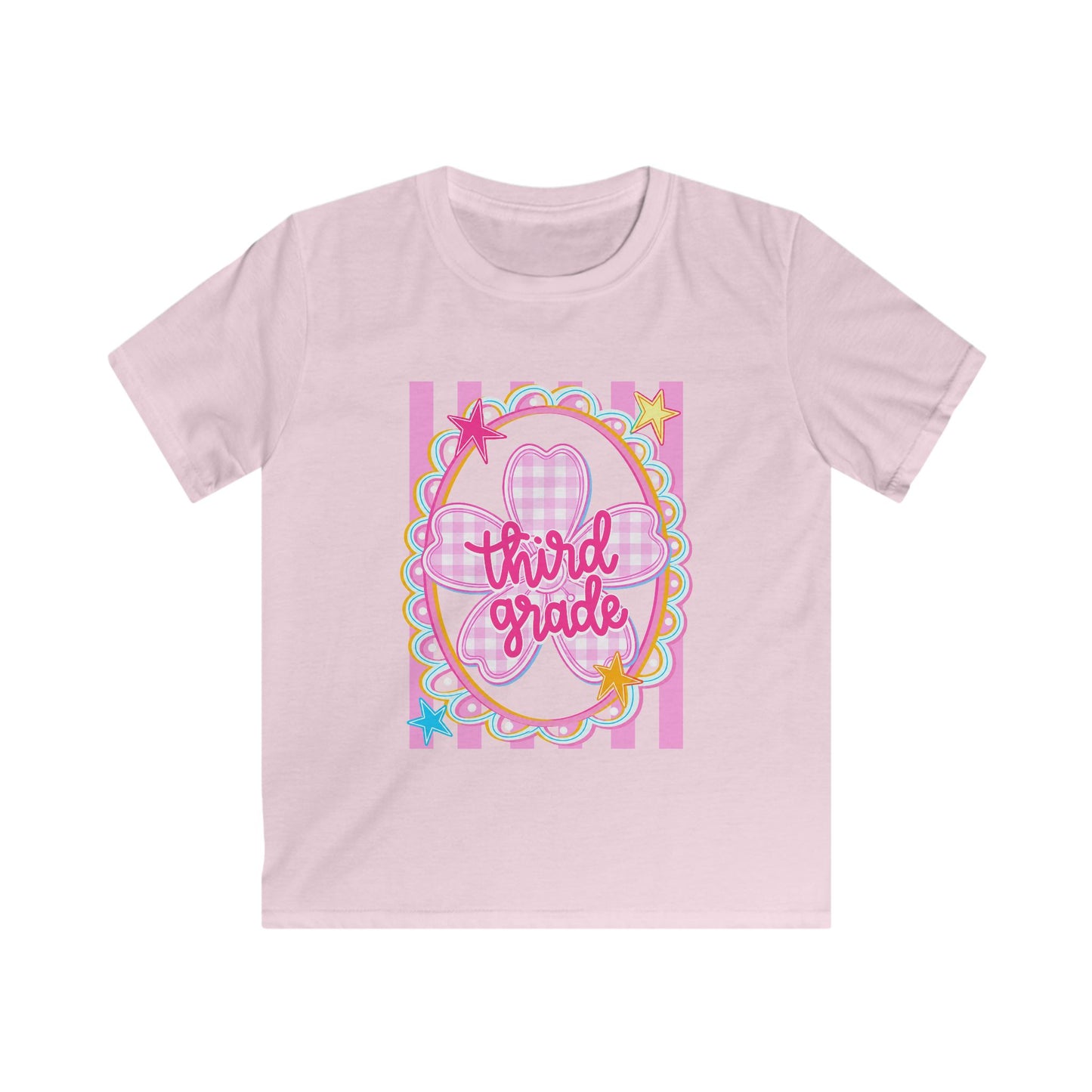 Third Grade Kids Tee — Pink Heart Back-to-School Shirt