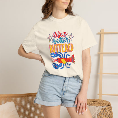 T-Shirt — 'Life's Better Buttered' Lobster Seafood Graphic Tee